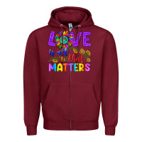 Burgundy Love İs All That Matters Zipper Hoodie - BundleAndBundleShop