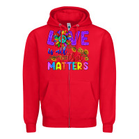 Red Love İs All That Matters Zipper Hoodie - BundleAndBundleShop