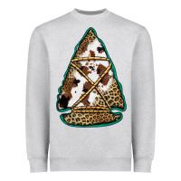 Heather Grey cowhide leopard arrowhead Heavyweight Sweatshirt - Jasminsmagicworld