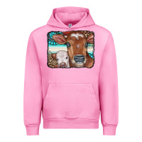 Fuchsia Pink Cows Serape Leopard Gemstone Urban Hoodie - CowCowDesign
