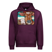 Mauve Wine Cows Serape Leopard Gemstone Urban Hoodie - CowCowDesign
