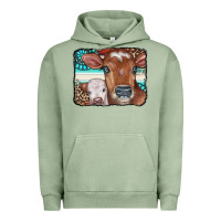 Pigment Oil Green Cows Serape Leopard Gemstone Urban Hoodie - CowCowDesign