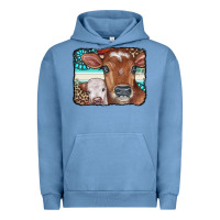 Pigment Pebble Blue Cows Serape Leopard Gemstone Urban Hoodie - CowCowDesign