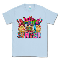 Dusty Blue Hello summer Gnome Classic Tee - CowhideDigitalArt