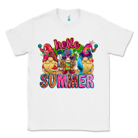 White Hello summer Gnome Classic Tee - CowhideDigitalArt
