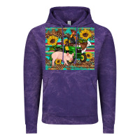 Cloud Purple western farm tractor pig rooster cow sunflowers Vintage Hoodie - Artiststas