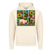 Vintage Artic western farm tractor pig rooster cow sunflowers Vintage Hoodie - Artiststas