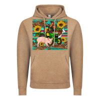 Vintage Coffee western farm tractor pig rooster cow sunflowers Vintage Hoodie - Artiststas