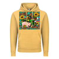 Vintage Mustard western farm tractor pig rooster cow sunflowers Vintage Hoodie - Artiststas