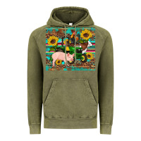 Vintage Olive western farm tractor pig rooster cow sunflowers Vintage Hoodie - Artiststas