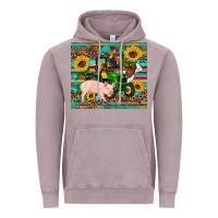 Vintage Zinc western farm tractor pig rooster cow sunflowers Vintage Hoodie - Artiststas