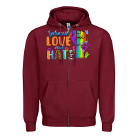 Burgundy Spread Love Not Hate Zipper Hoodie - BundleAndBundleShop