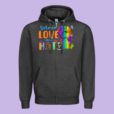 Spread Love Not Hate Zipper Hoodie Designed By Bundleandbundleshop