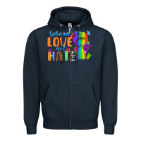 Navy Spread Love Not Hate Zipper Hoodie - BundleAndBundleShop