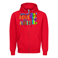 Red Spread Love Not Hate Zipper Hoodie - BundleAndBundleShop