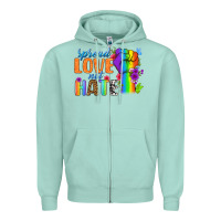 Seafoam Spread Love Not Hate Zipper Hoodie - BundleAndBundleShop