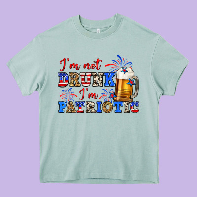 I'm Not Drunk I'm Patriotic Zillion Heavy Core Tee Designed By Zillion Design Studio