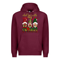 Burgundy Chillin' with my gnomes Premium Hoodie - NancyCooperArtShop