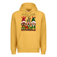 Mustard Chillin' with my gnomes Premium Hoodie - NancyCooperArtShop