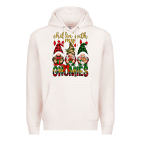 Pale Pink Chillin' with my gnomes Premium Hoodie - NancyCooperArtShop