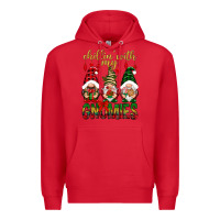 Red Chillin' with my gnomes Premium Hoodie - NancyCooperArtShop