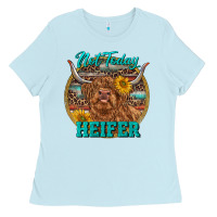 Baby Blue Highland Heifer Western Ladies Tee - RanaPortraitStore