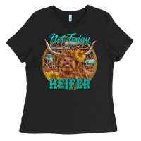 Black Highland Heifer Western Ladies Tee - RanaPortraitStore