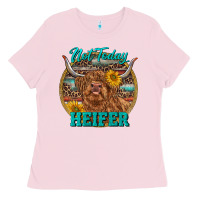 Bubblegum Pink Highland Heifer Western Ladies Tee - RanaPortraitStore