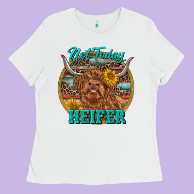 Highland Heifer Western Ladies Tee Designed By Ranaportraitstore