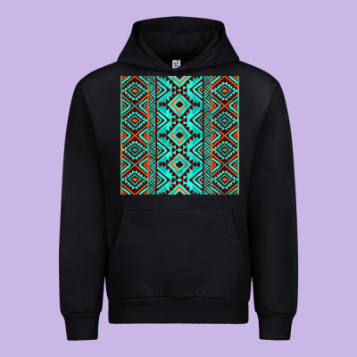 Aztec Turquoise Pattern Urban Hoodie Designed By Cowcowdesign