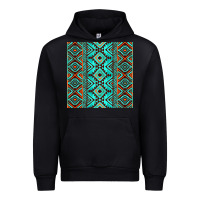 Black Aztec Turquoise Pattern Urban Hoodie - CowCowDesign
