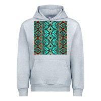 Heather Grey Aztec Turquoise Pattern Urban Hoodie - CowCowDesign