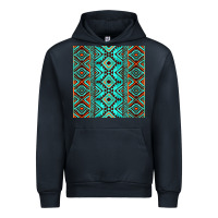 Navy Aztec Turquoise Pattern Urban Hoodie - CowCowDesign