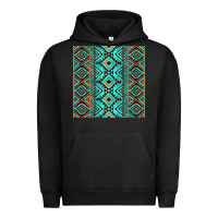 Pigment Black Aztec Turquoise Pattern Urban Hoodie - CowCowDesign