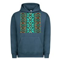 Pigment Midnight Navy Aztec Turquoise Pattern Urban Hoodie - CowCowDesign