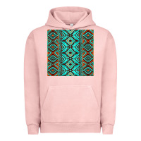 Pigment Salmon Aztec Turquoise Pattern Urban Hoodie - CowCowDesign