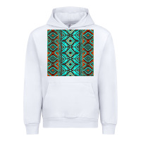 White Aztec Turquoise Pattern Urban Hoodie - CowCowDesign