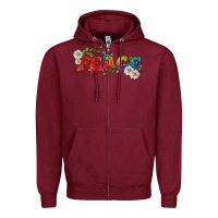 Burgundy Lgbtq Peace With Daisy Zipper Hoodie - BundleAndBundleShop