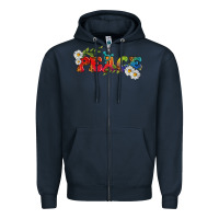 Navy Lgbtq Peace With Daisy Zipper Hoodie - BundleAndBundleShop