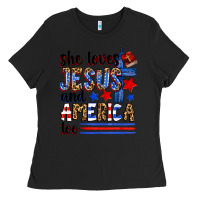 Black she loves jesus and america too Ladies Tee - Zillion Design Studio