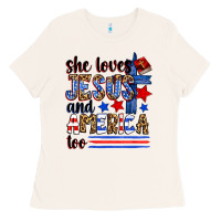 Bone she loves jesus and america too Ladies Tee - Zillion Design Studio