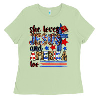 Matcha she loves jesus and america too Ladies Tee - Zillion Design Studio