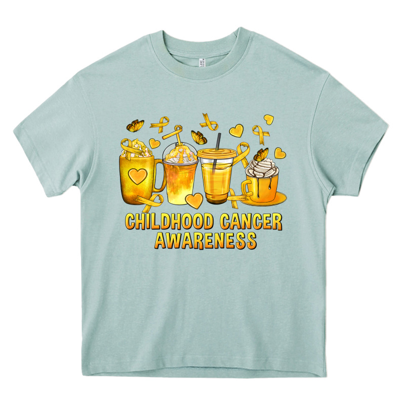 Childhood Cancer Awareness Coffee Cups Heavy Core Tee by texasbilliewilder | Teevron