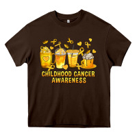 Chocolate Brown Childhood Cancer Awareness Coffee Cups Heavy Core Tee - texasbilliewilder