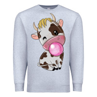 Heather Grey cute cow Premium Sweatshirt - texasbilliewilder