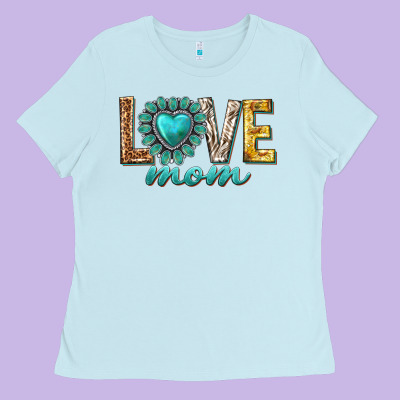 Love Mom Western Ladies Tee Designed By Texasbilliewilder