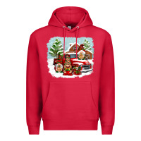 Cardinal Christmas gnomes with red truck Premium Hoodie - NancyCooperArtShop