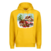 Lemon Christmas gnomes with red truck Premium Hoodie - NancyCooperArtShop