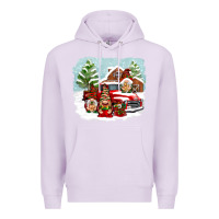 Lilac Christmas gnomes with red truck Premium Hoodie - NancyCooperArtShop