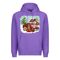 Purple Christmas gnomes with red truck Premium Hoodie - NancyCooperArtShop